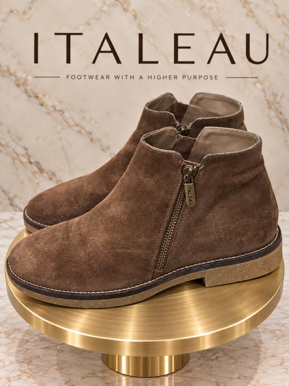 Italeau Foliana Brown Suede Waterproof Ankle Booties EU 39 US 8.5